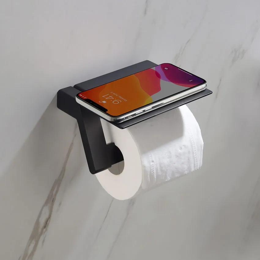 Бумагодержатель с полкой для телефона Timo Selene 14043/03 черный изображение