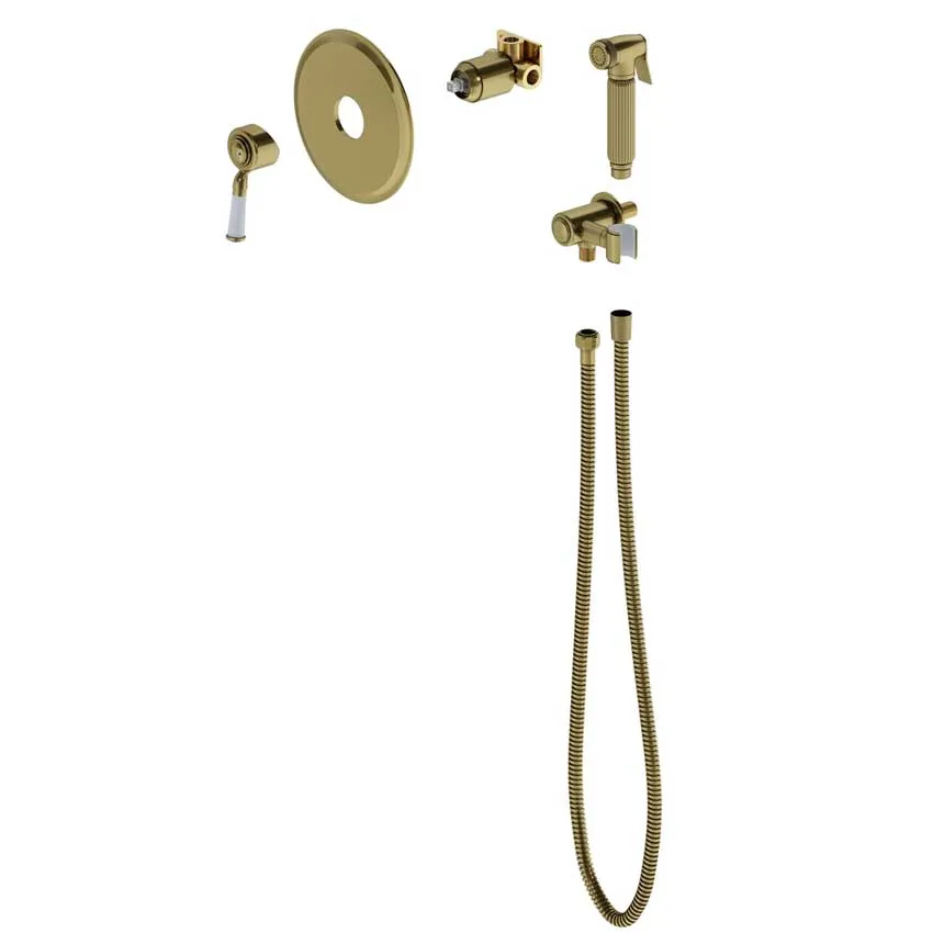 Смеситель встроенный с гигиеническим душем Timo Arisa 5309/02SM антик изображение