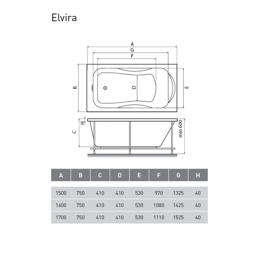 Ванна акриловая Relisan Elvira 170x75 изображение