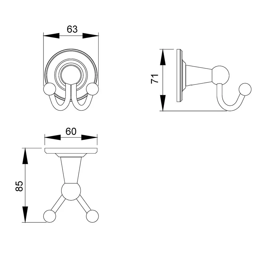 Крючок двойной Timo Nelson 160012/02 антик изображение