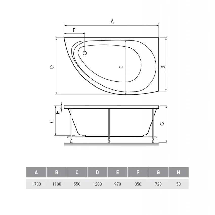 Ванна акриловая Relisan Eco Plus Ибица Л 170х120 ППУ изображение