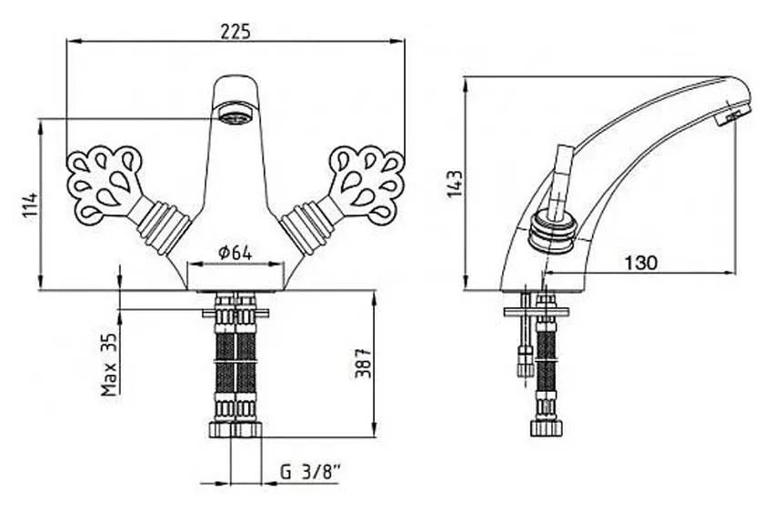 Смеситель для раковины E.C.A Ottaman 102208002EX изображение