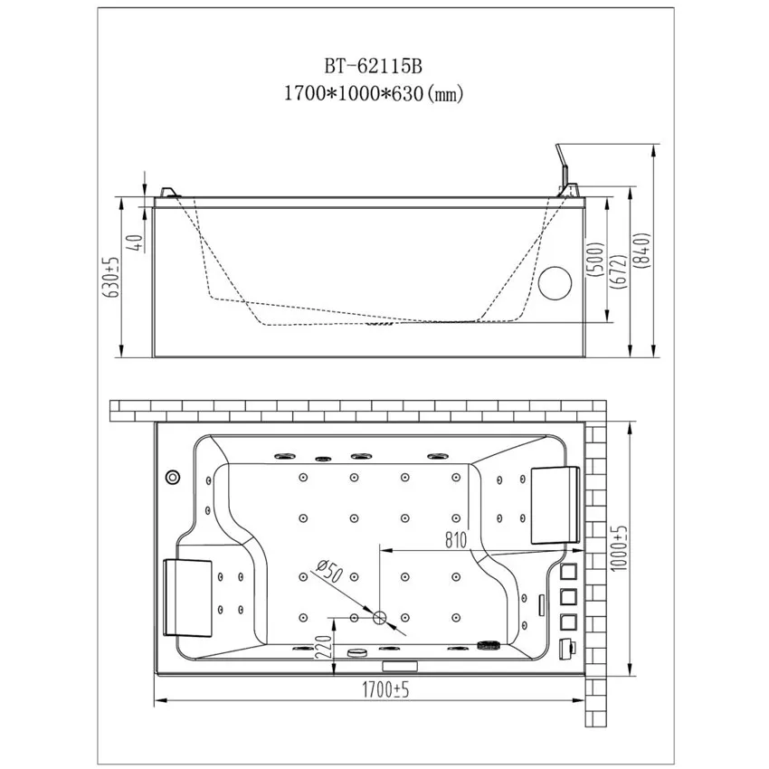 Ванна акриловая Orans OLS-BT62115BL с гидромассажем изображение