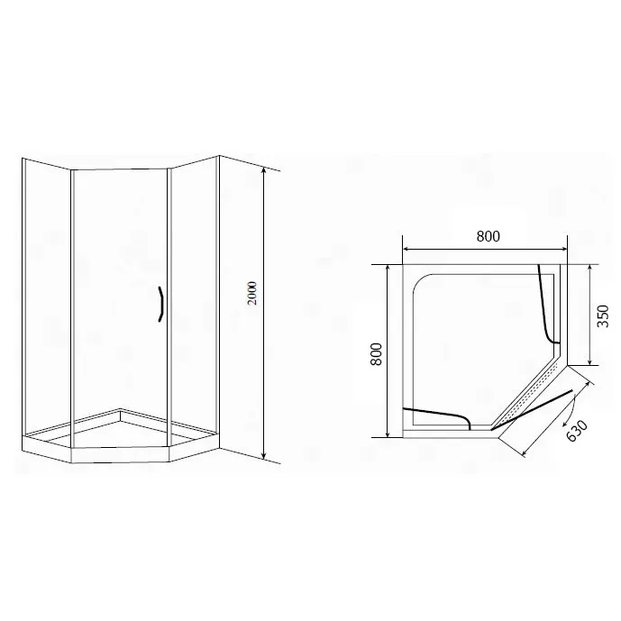 Душевой угол Timo  BY-839 прозрачный 80х80х200 изображение