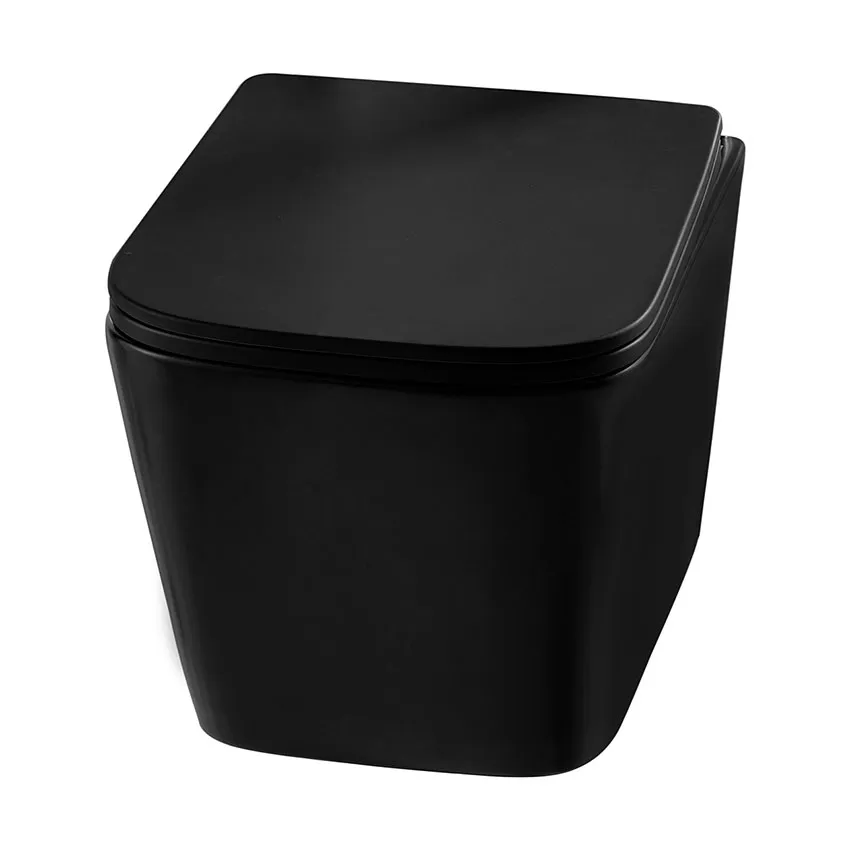 Унитаз подвесной Abber Rechteck AC1200MB черный матовый, безободковый изображение