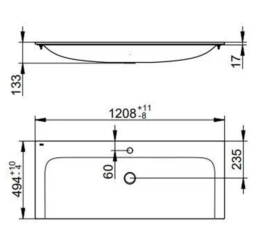 Мебельная раковина Keuco Plan 32980311201, 120,8х49,4 изображение