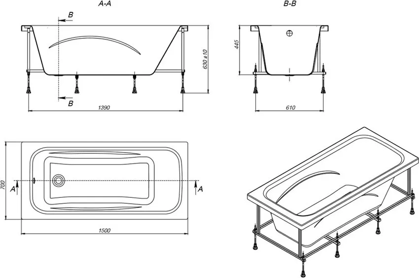 Ванна акриловая Roca Line 150х70 изображение
