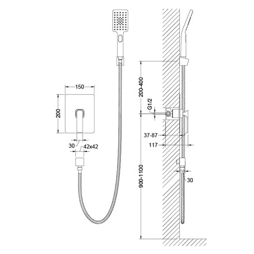 Смеситель встроенный для душевого угла Timo Torne 4369/00SM хром изображение