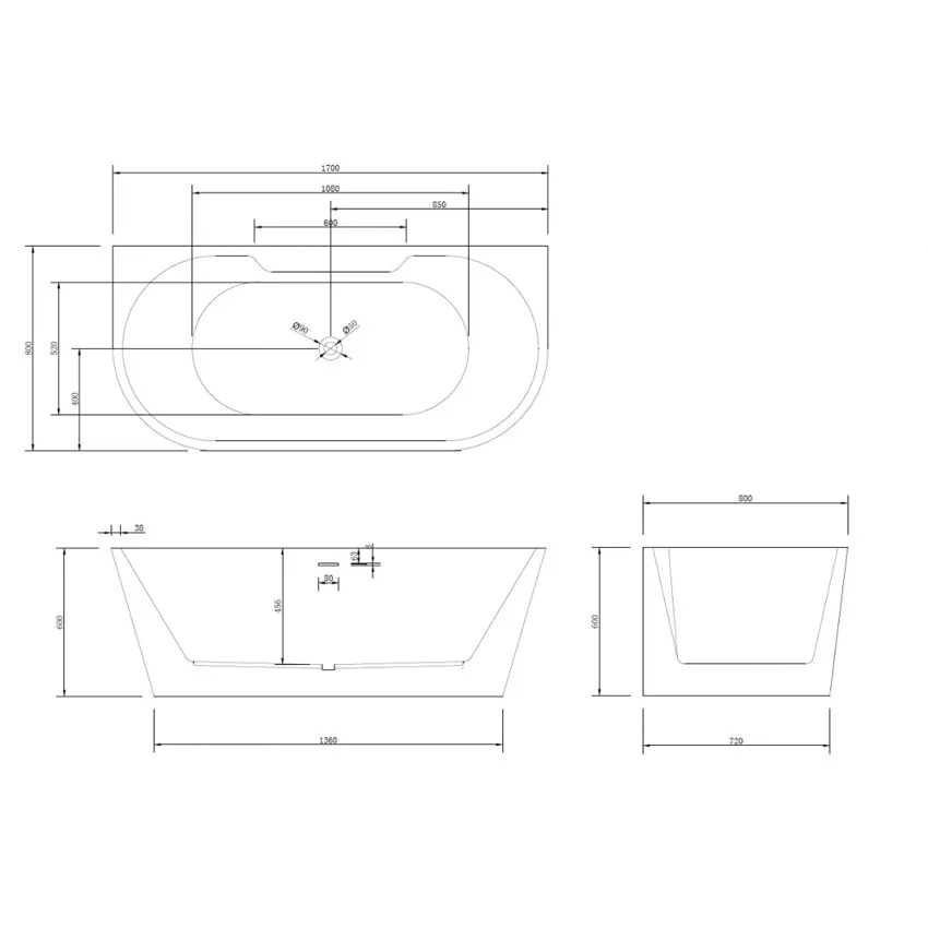 Ванна акриловая Abber AB9296 170 изображение