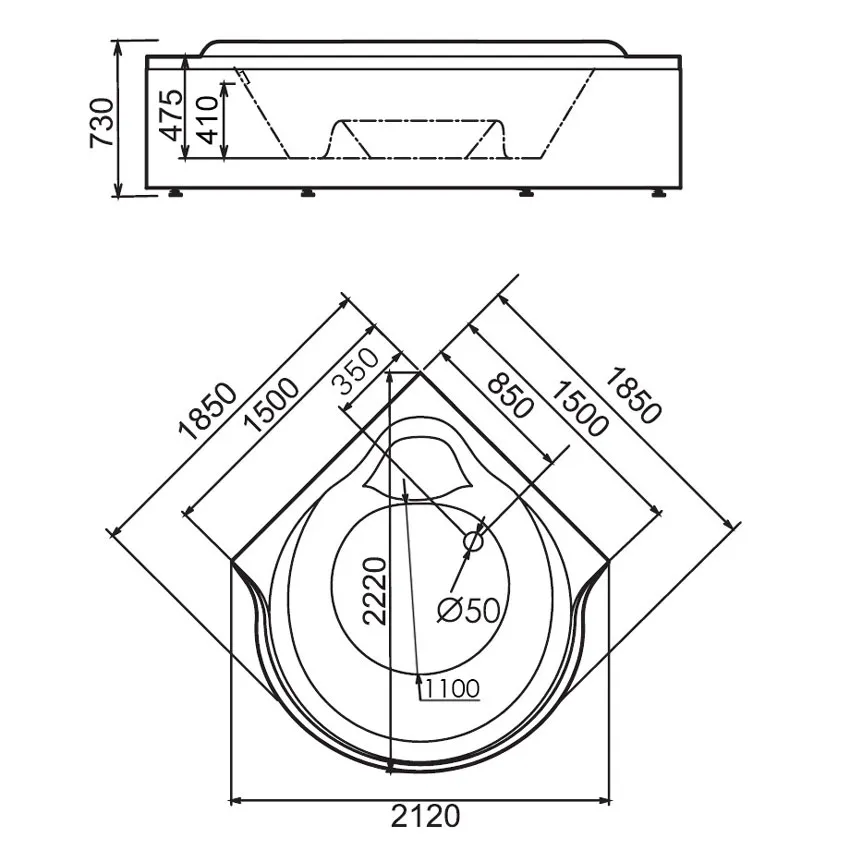 Ванна акриловая Gemy G9088 O изображение