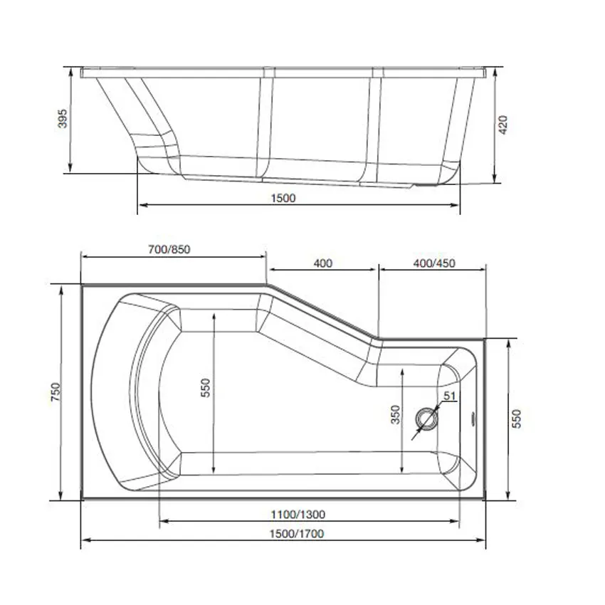 Ванна акриловая Marka One Convey 150x75 R изображение