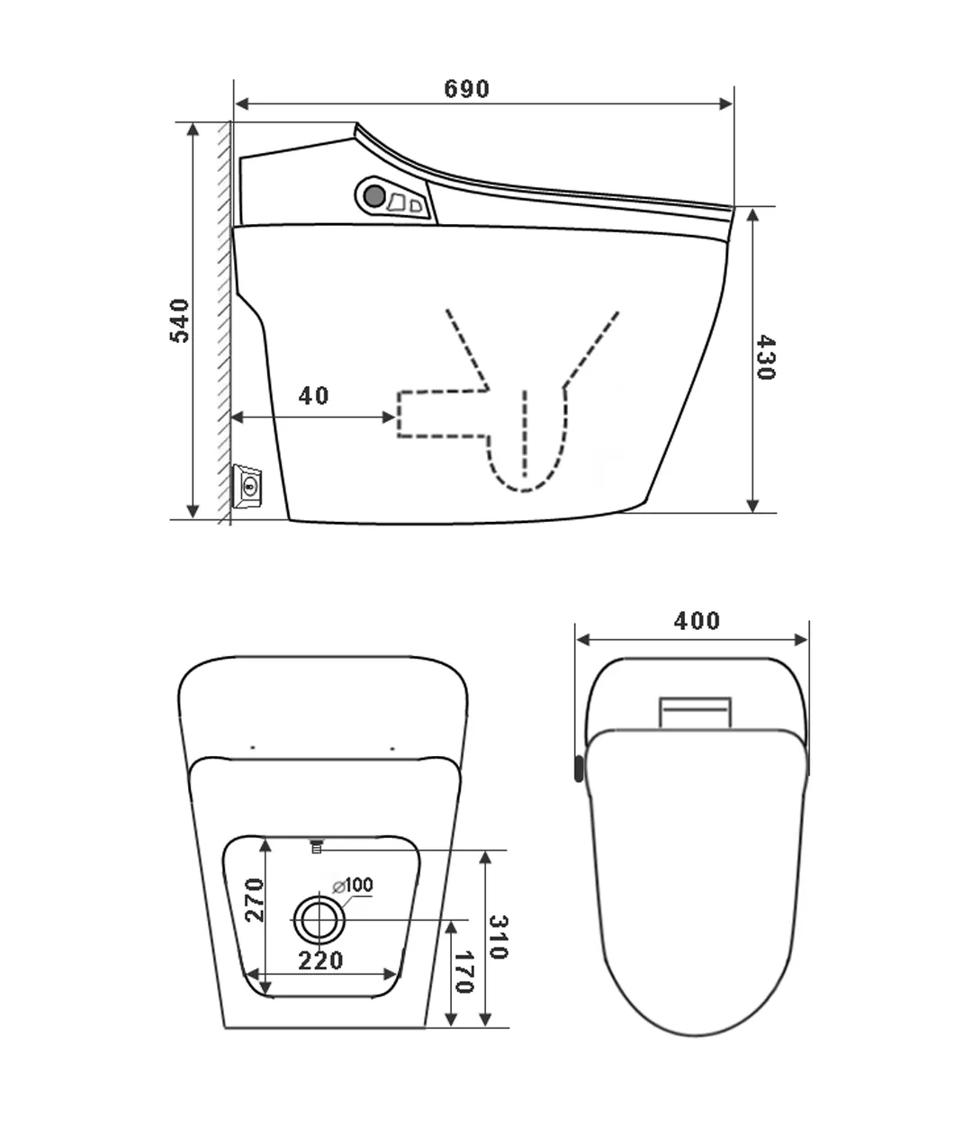 Электронный унитаз ТЕ-721 дополнительная картинка