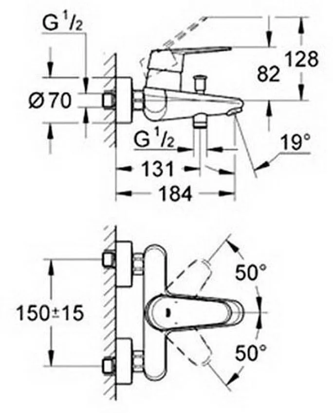 Смеситель для ванны Grohe Eurodisc Cosmopolitan 33390002 изображение