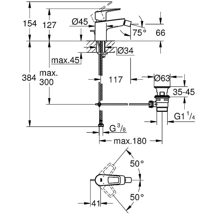 Смеситель для биде Grohe BauLoop 23338001 Хром изображение