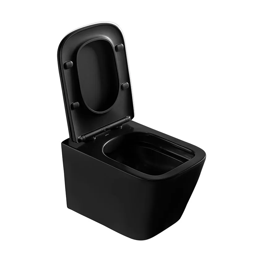 Унитаз подвесной Abber Rechteck AC1200MB черный матовый, безободковый изображение