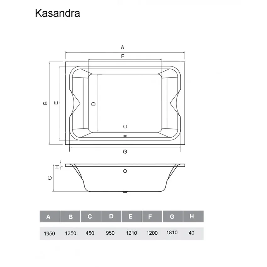 Ванна акриловая Vayer Kasandra 195х135 изображение