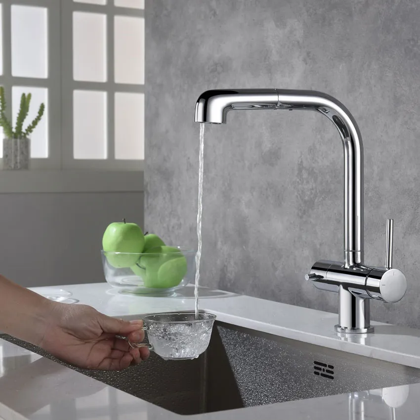 Смеситель для кухни с подключением фильтра и выдвижной лейкой Timo Saona 2346/00FL хром изображение