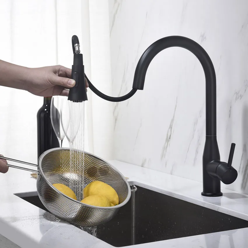 Смеситель для кухни с выдвижной лейкой Timo Saona 2336/03FL черный изображение