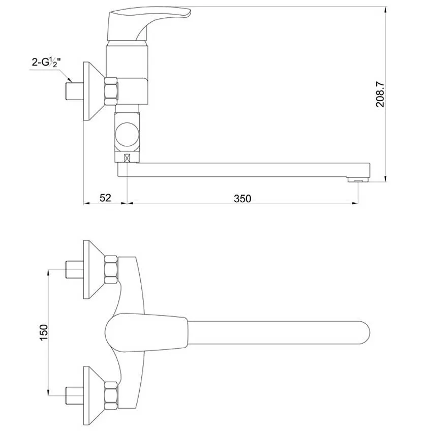 Смеситель для ванны с душем, с длинным изливом Timo Uta 0095Y-L chrome изображение