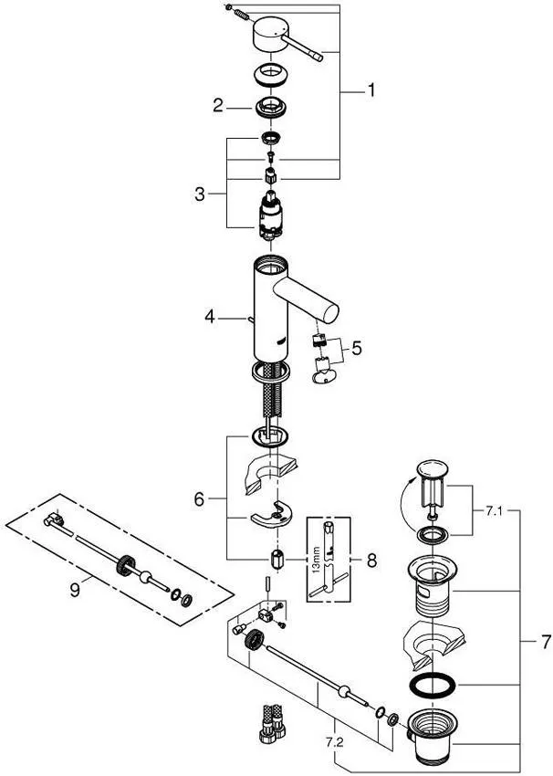 Смеситель для раковины Grohe Essence 32898001 изображение