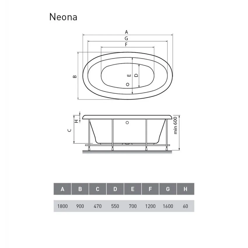 Ванна акриловая Relisan Neona 180x90 изображение