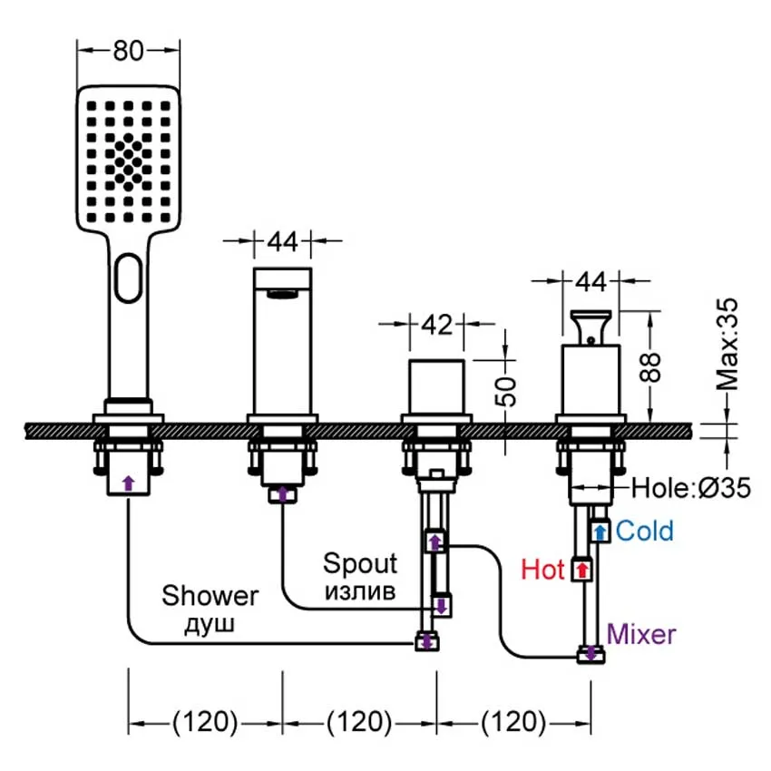 Смеситель для ванны с душем, врезной Timo Torne 4330/03Y черный изображение