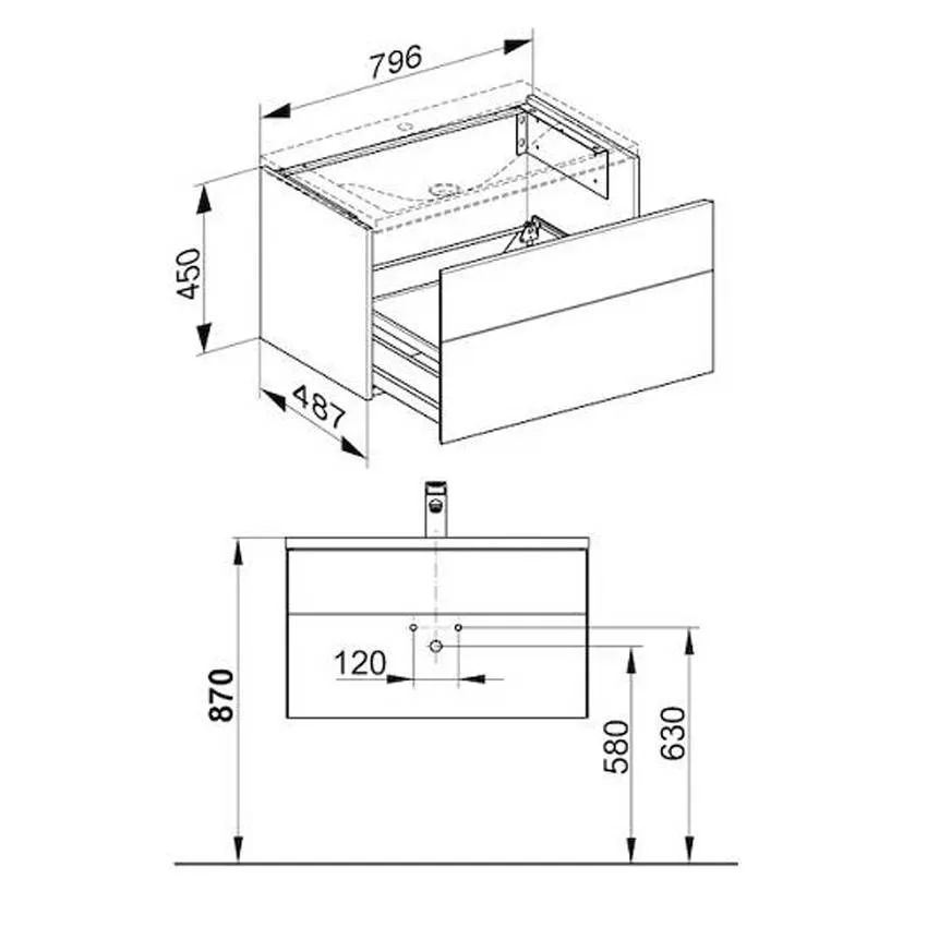 Тумба с раковиной Keuco Royal Reflex 39603210100 белая изображение