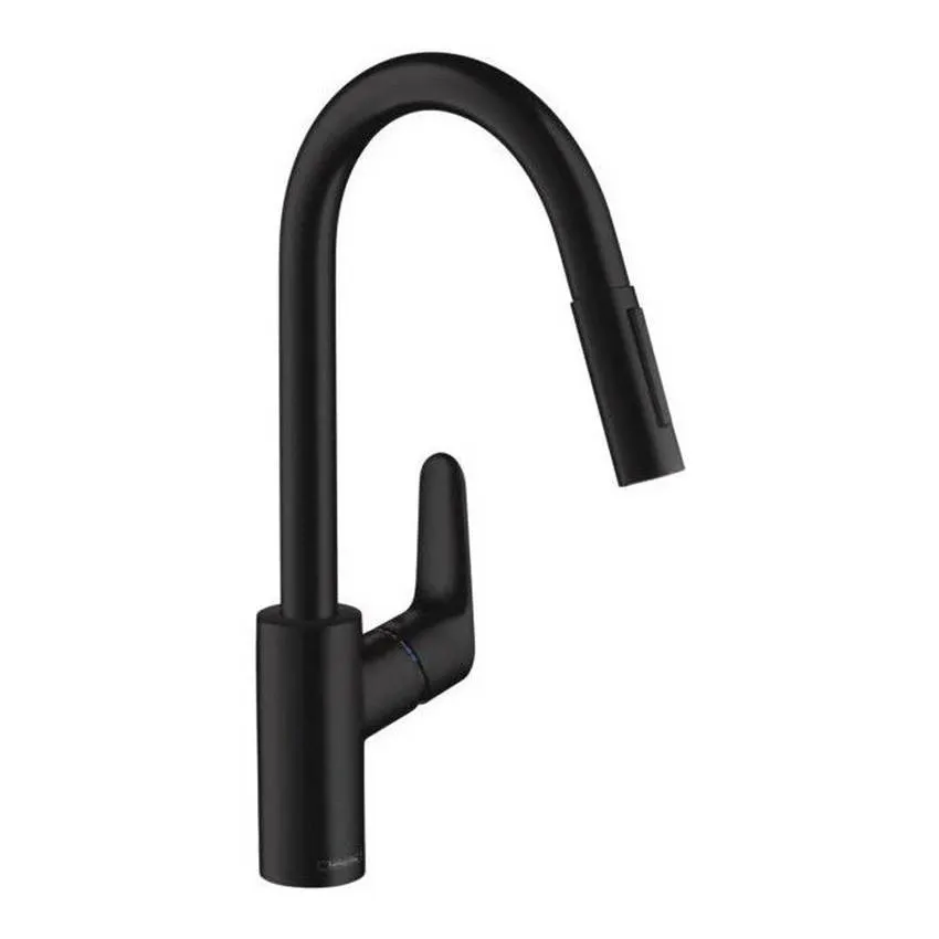 Смеситель для кухни однорычажный с вытяжным душем Hansgrohe Focus 240 матовый черный 31815670