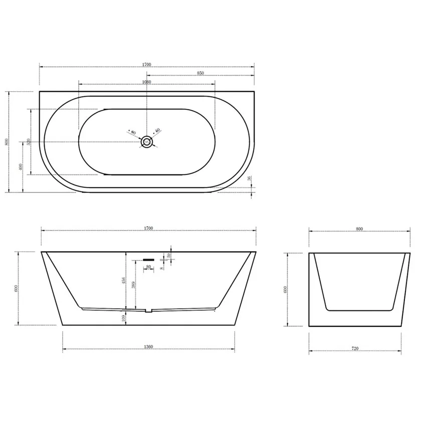 Ванна акриловая Abber AB9216 170DB изображение