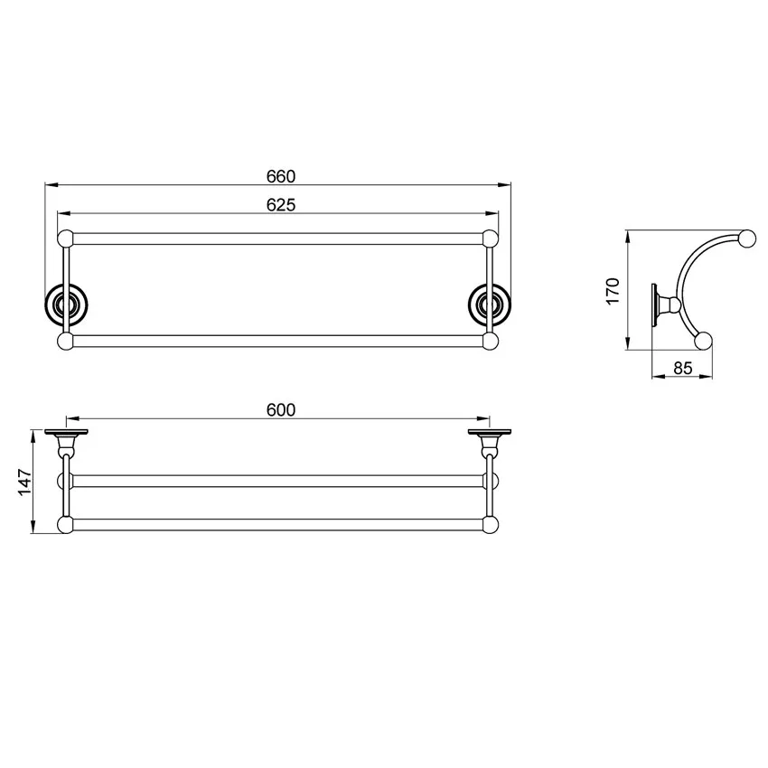 Полотенцедержатель двойной Timo Nelson 160056/02 антик изображение
