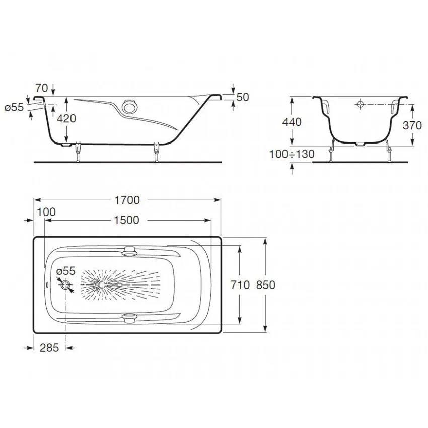 Ванна чугунная Roca Ming 170x85 изображение