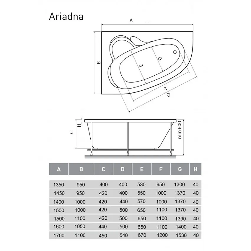 Ванна акриловая Relisan Ariadna L 135x95 изображение