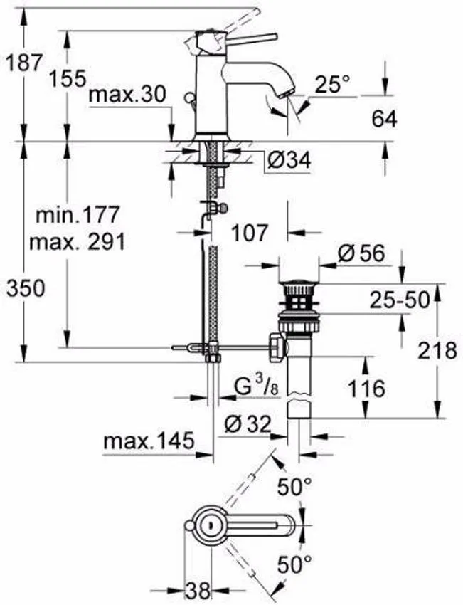 Смеситель для раковины Grohe BauClassic 23161000 изображение