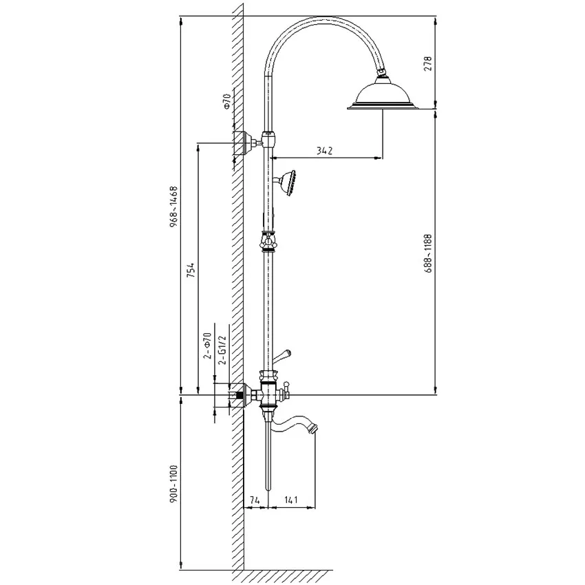 Душевая стойка Timo Adelia SX-6010/02 антик изображение