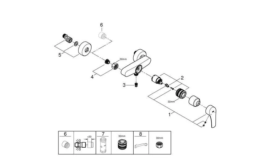 Смеситель для душа  Grohe Eurosmart 2021 33555003 хром изображение