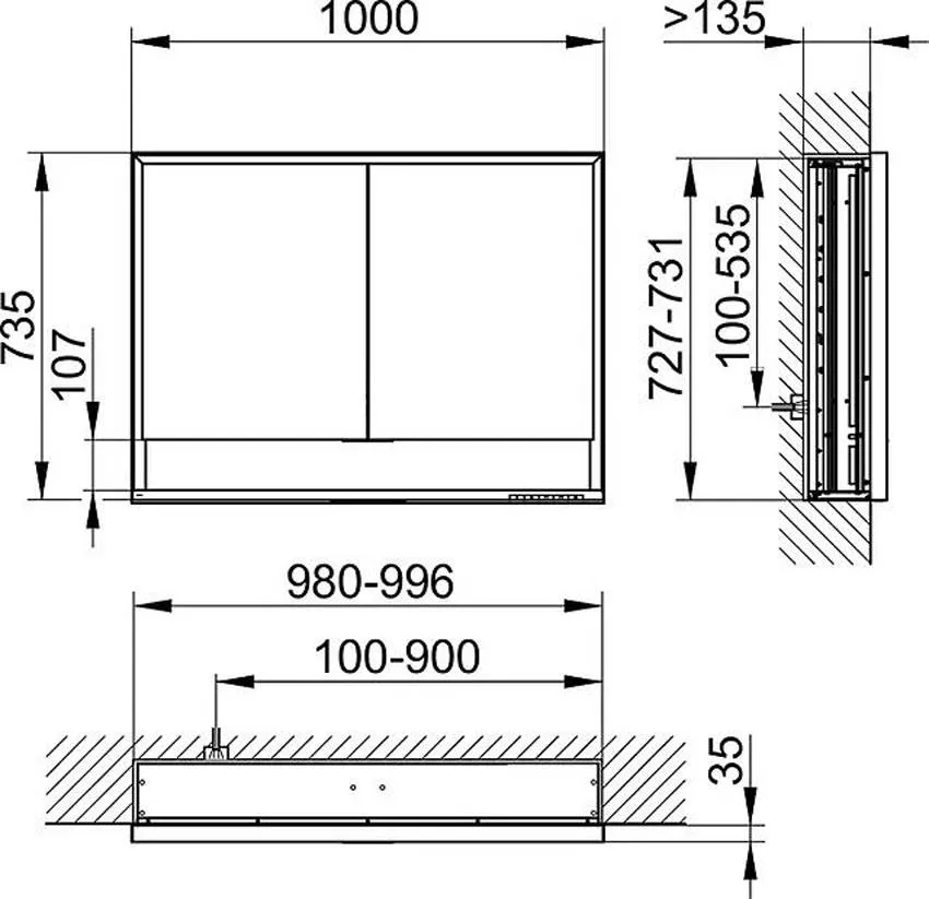 Зеркальный шкаф Keuco Royal Lumos 100x73 14314171301 изображение