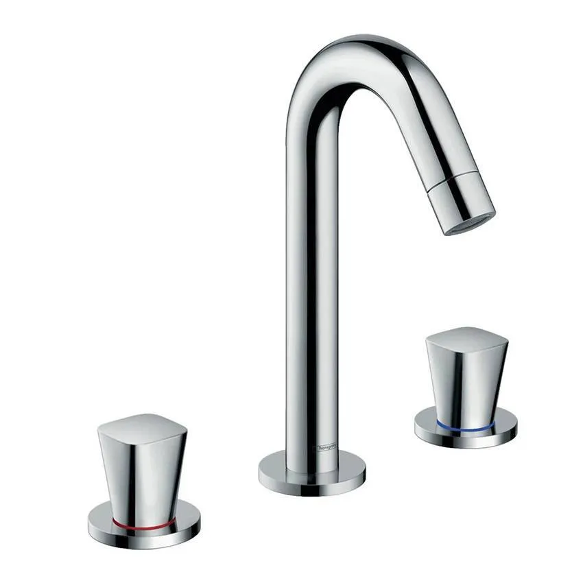 Смеситель для раковины на 3 отверстия Hansgrohe Logis 71133000 со сливным гарнитуром, хром