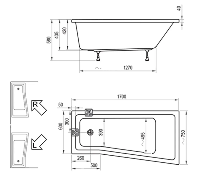 Ванна акриловая Ravak BE HAPPY II 170х75R изображение