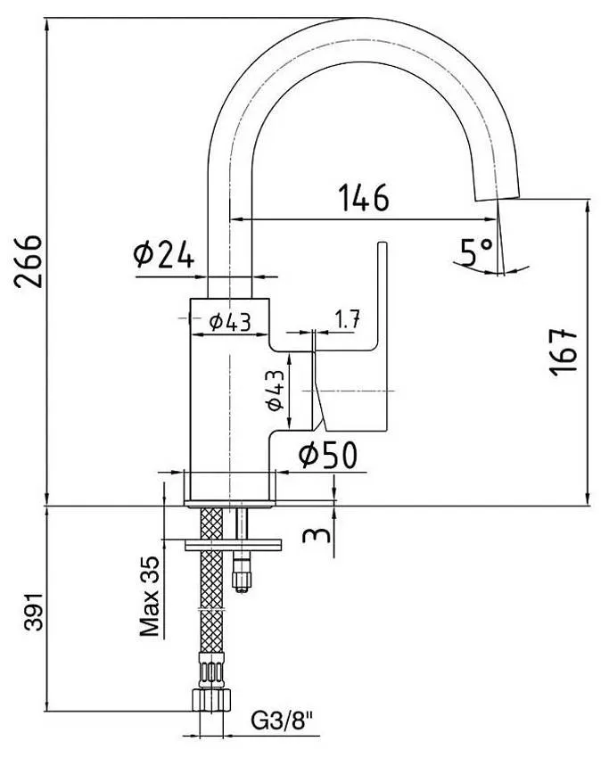 Смеситель для раковины E.C.A. Nita 102188036EX изображение