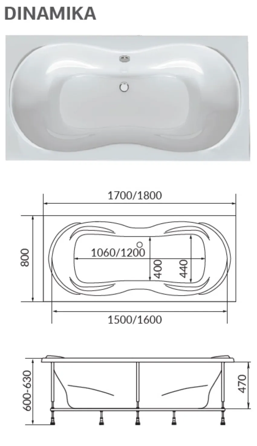 Ванна акриловая 1Marka Dinamika 180x80 изображение