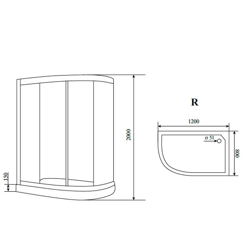 Душевой угол Timo  BY-549 R 80х120х200 изображение