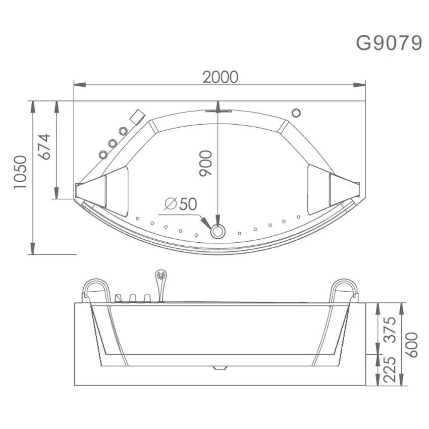 Ванна акриловая Gemy G9079 изображение