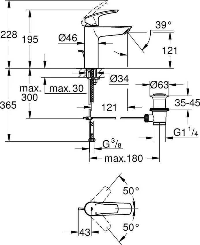 Смеситель для раковины Grohe Eurosmart 23322003 изображение