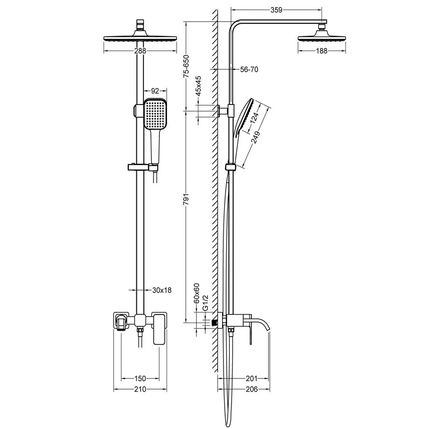 Душевая стойка Timo Selene SX-1013/00 хром изображение