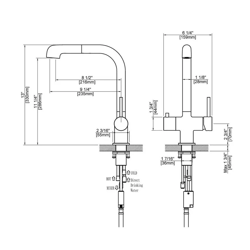 Смеситель для кухни с подключением фильтра и выдвижной лейкой Timo Saona 2346/17FL золото матовое изображение