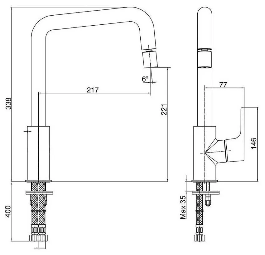 Смеситель для кухни E.C.A. Luna 102118044EX изображение