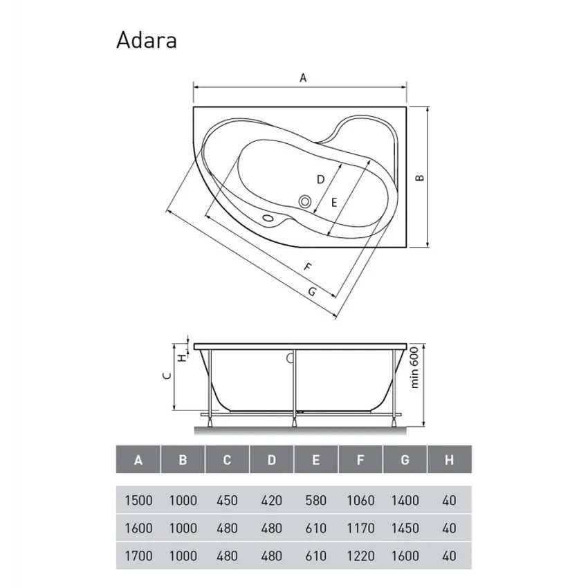 Ванна акриловая Relisan Adara R 160х100 изображение