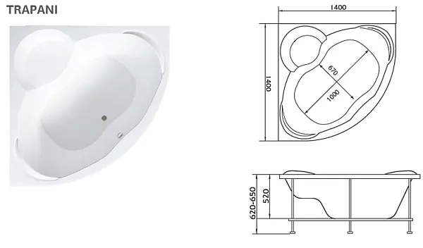 Ванна акриловая Marka One Trapani 140x140 изображение