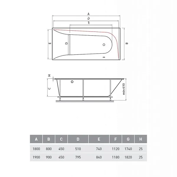 Ванна акриловая Vayer Boomerang (EH) 180x80 R изображение