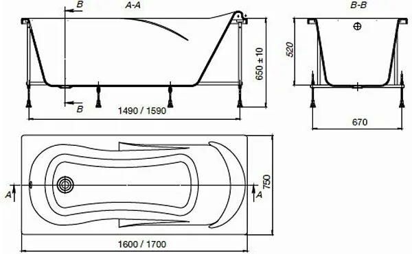 Ванна акриловая Roca Uno 170х75 изображение
